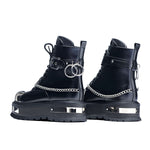 Borin Men's Hardware Platform Boots - Ankle Boots - KOI Footwear - Black - Back Detail