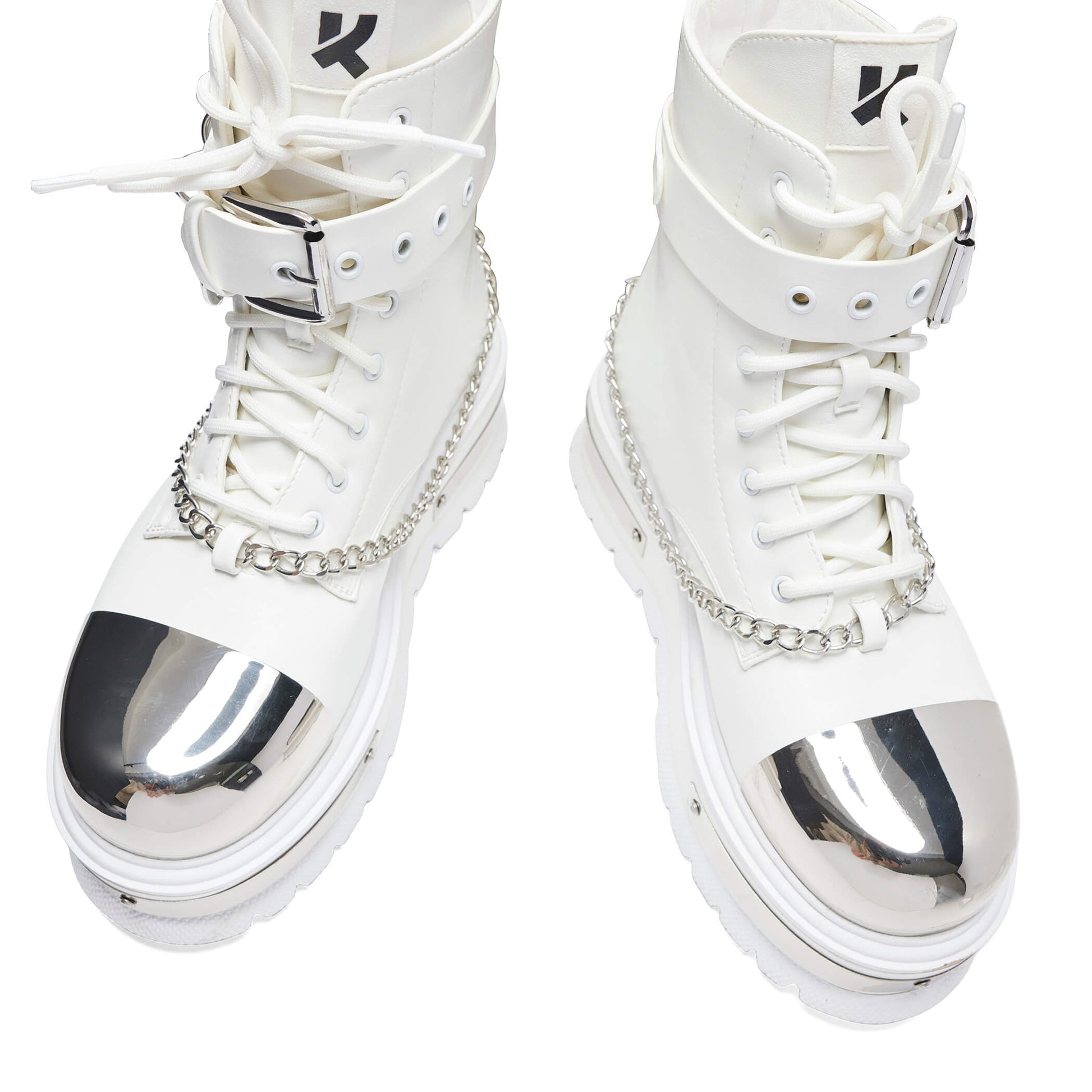 Borin Hardware Platform Boots - White - KOI Footwear - Top View