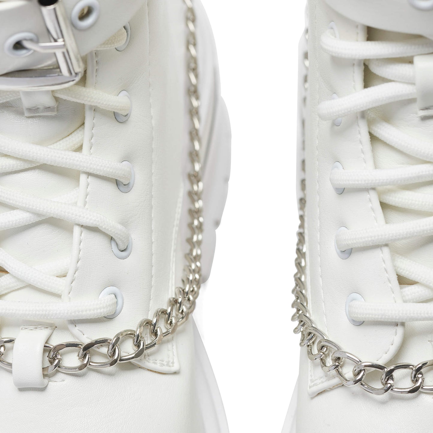 Borin Hardware Platform Boots - White - KOI Footwear - Chain Details