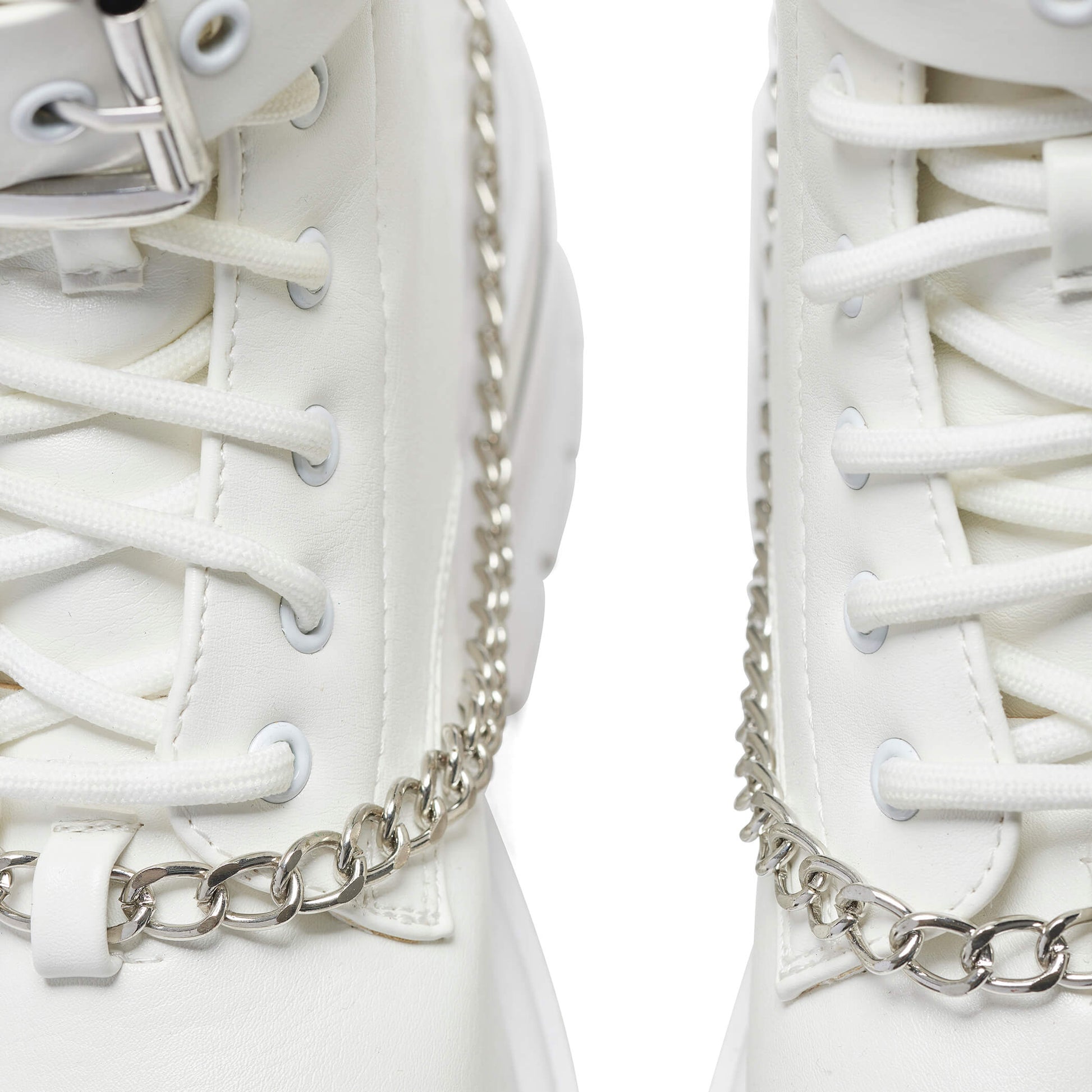 Borin Hardware Platform Boots - White - KOI Footwear - Chain Details