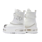 Borin Hardware Platform Boots - White - KOI Footwear - Back View