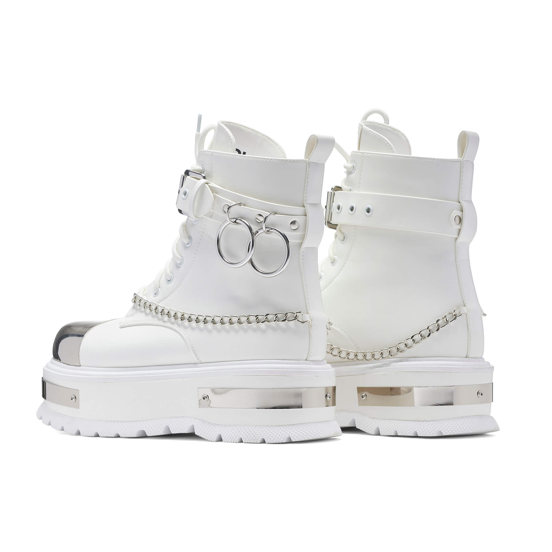 Borin Hardware Platform Boots - White - KOI Footwear - Back View