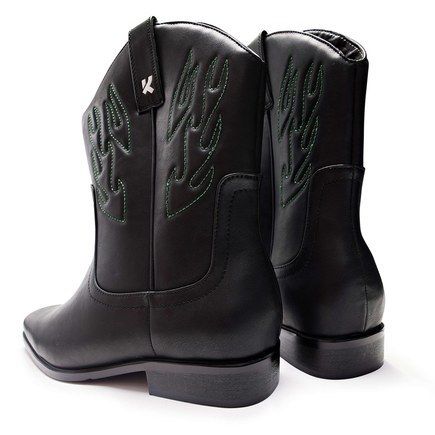 Broken Bronco Men's Green Flame Cowboy Boots - Ankle Boots - KOI Footwear - Black - Back Detail