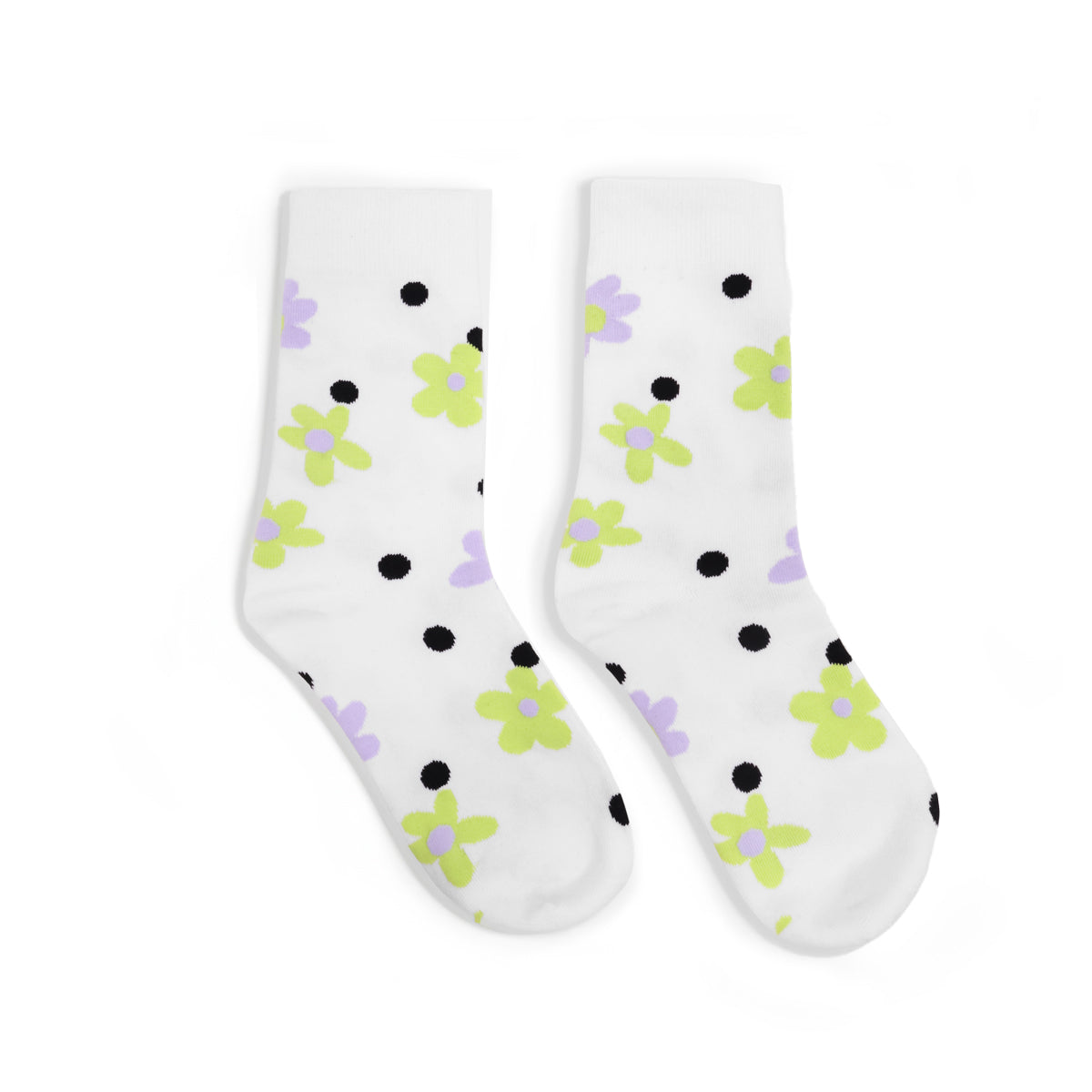 Candy Flowers Socks - Accessories - KOI Footwear - White - Front View