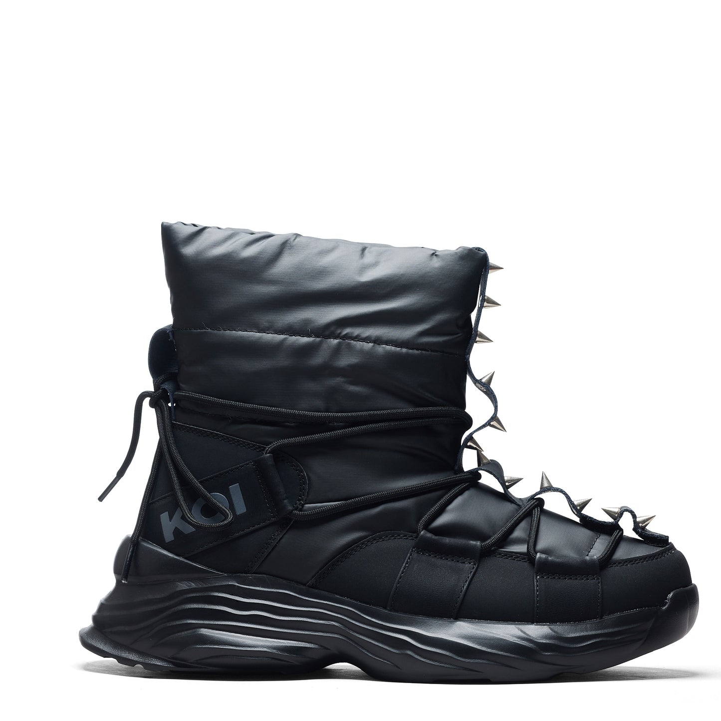 Cauldrife Demons Men's Spiked Snow Boots - Black - Ankle Boots - KOI Footwear - Black - Side View