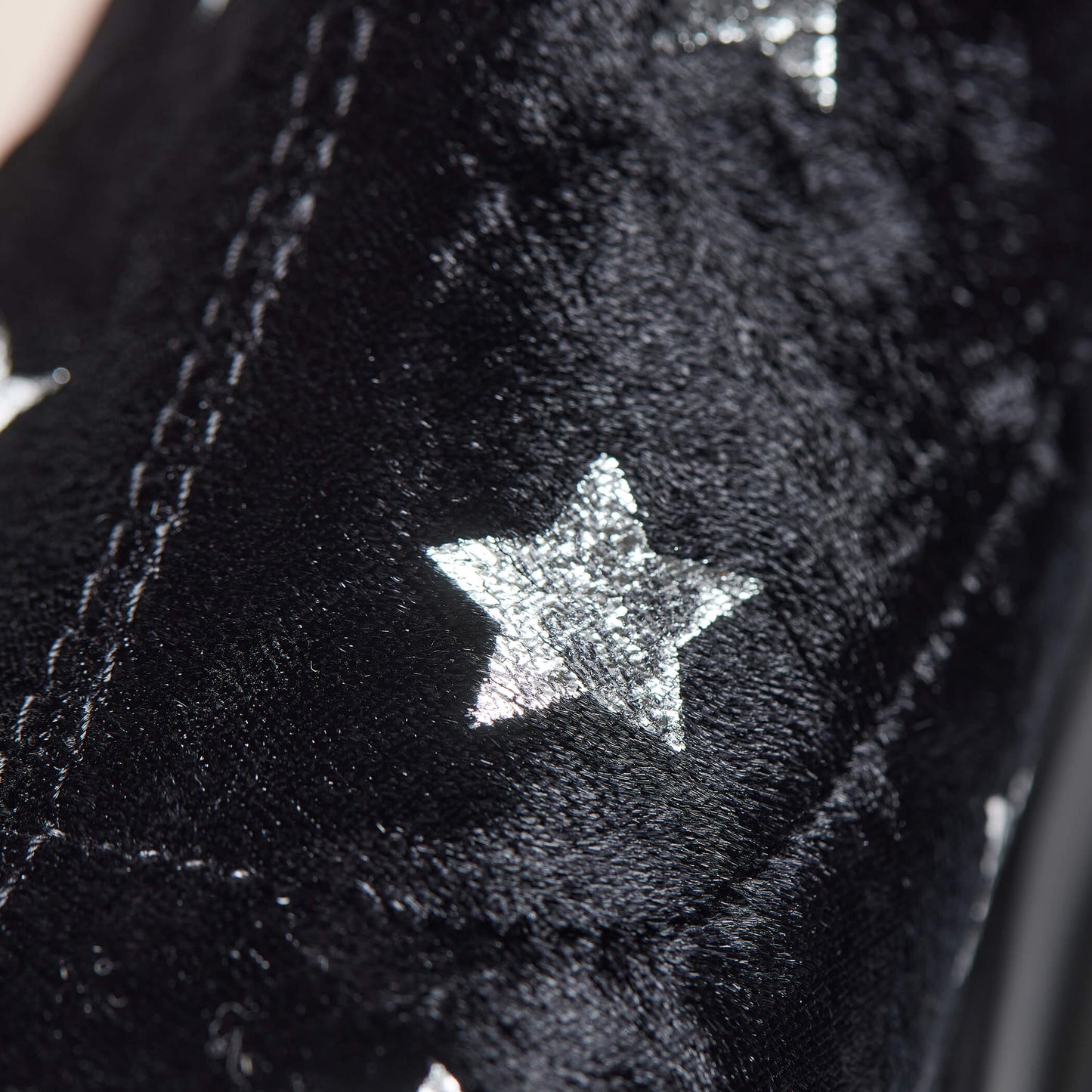 Celestial Dusk Trident Velvet Long Boots - Night Sky - Long Boots - KOI Footwear - Black - Material Detail