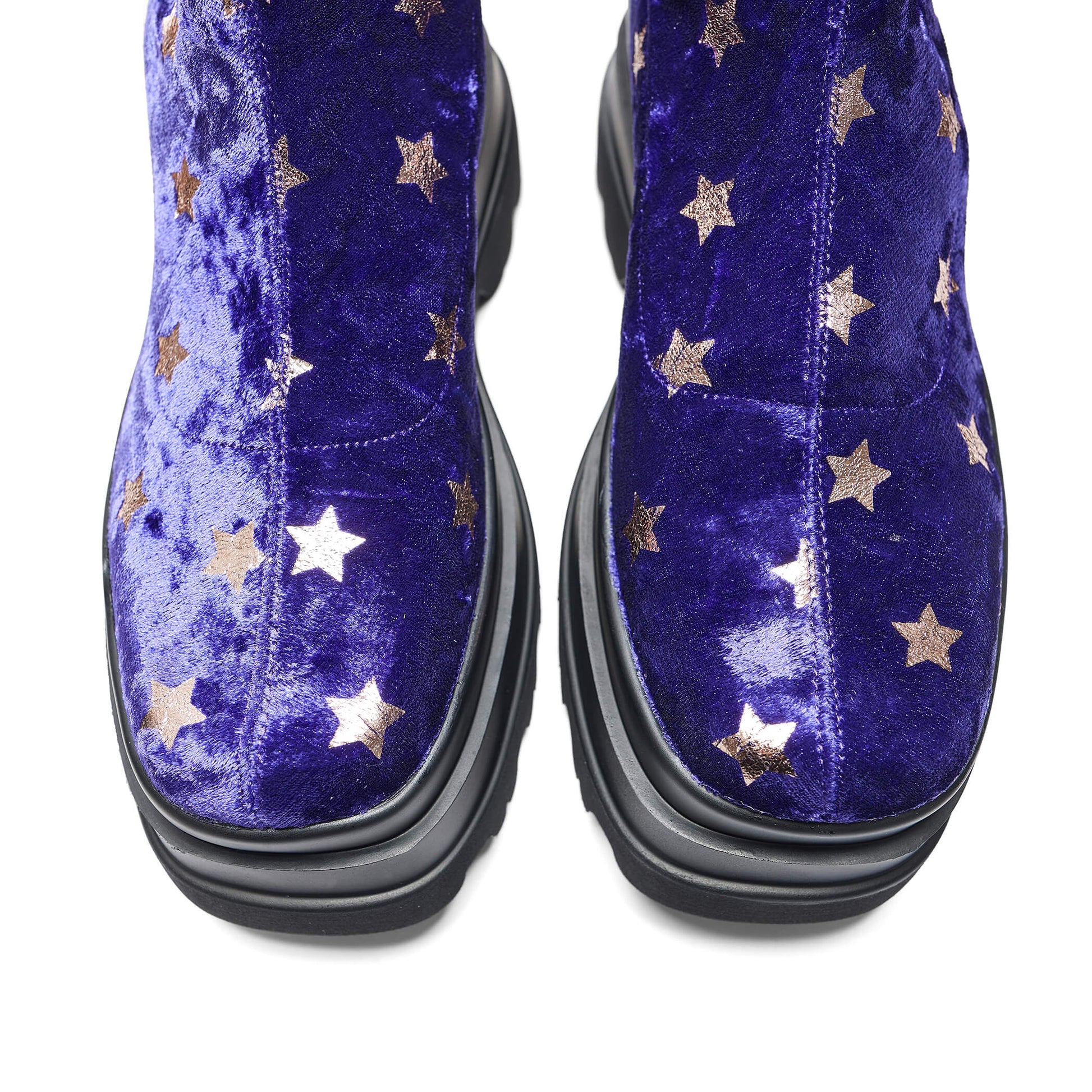 Celestial Dusk Trident Velvet Long Boots - Spellbound Purple - Long Boots - KOI Footwear - Purple - Top View