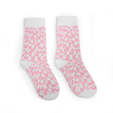Check Mate Pink Socks - Accessories - KOI Footwear - Pink - Main View
