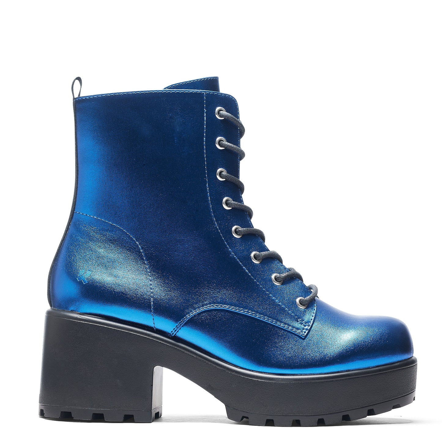 Cobalt Haze Military Platform Boots - Ankle Boots - KOI Footwear - Blue - Side View