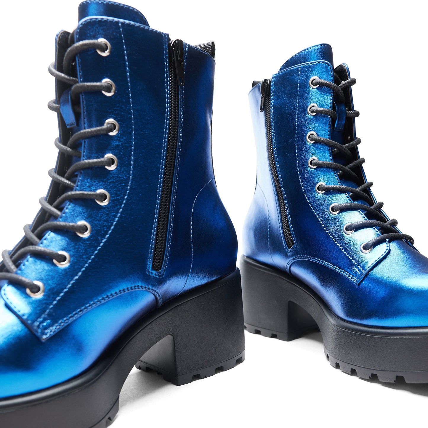 Cobalt Haze Military Platform Boots - Ankle Boots - KOI Footwear - Blue - Front View