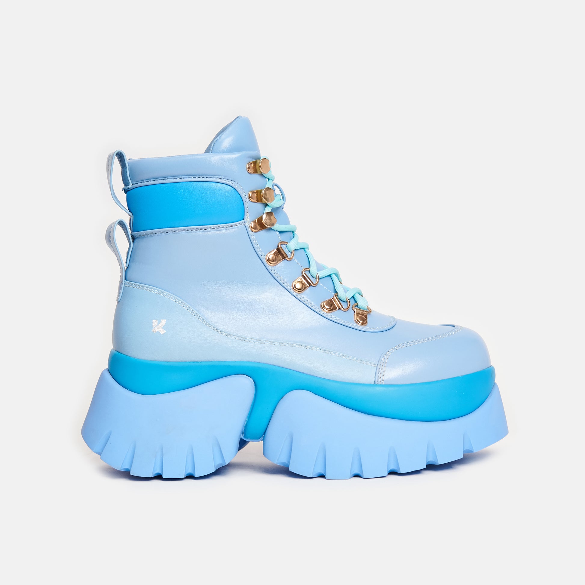 Crybaby Blue Vilun Platform Boots - Ankle Boots - KOI Footwear - Blue - Side View