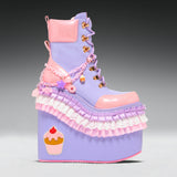 Cupcake Towers Platform Boots - Purple