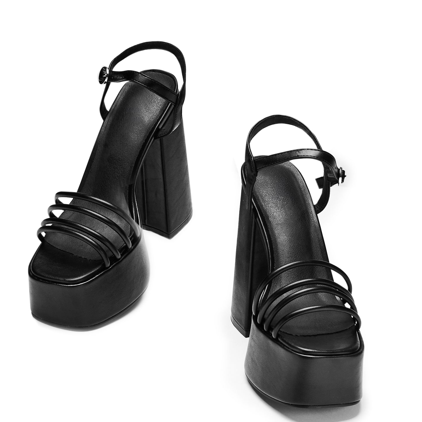 Cosette Black Platform Strappy Heels