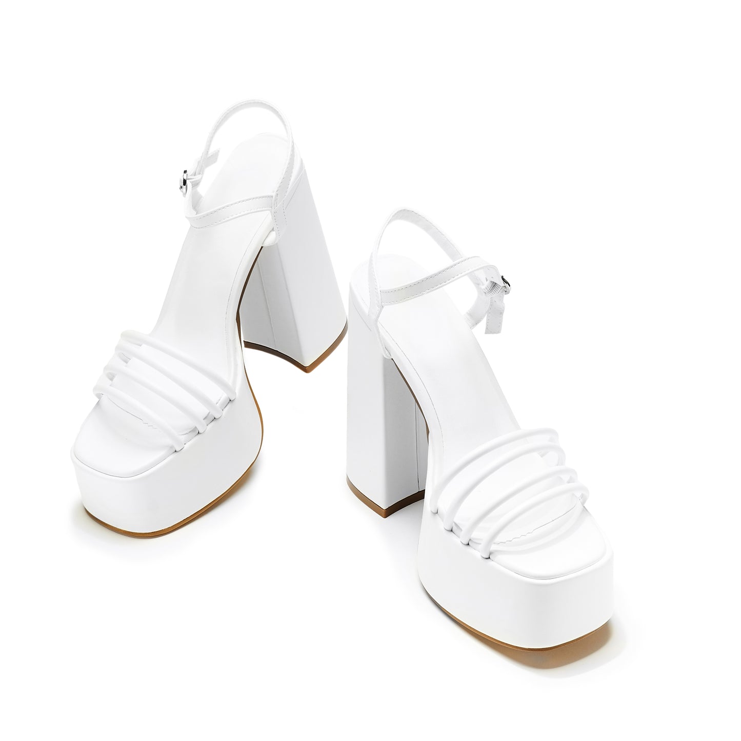 Cosette White Platform Strappy Heels