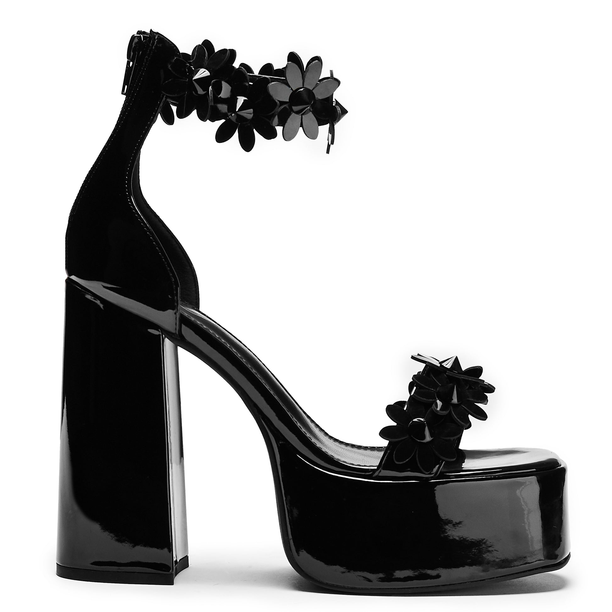 A Secret Arrangement Platform Heels - Black - Koi Footwear - Side View