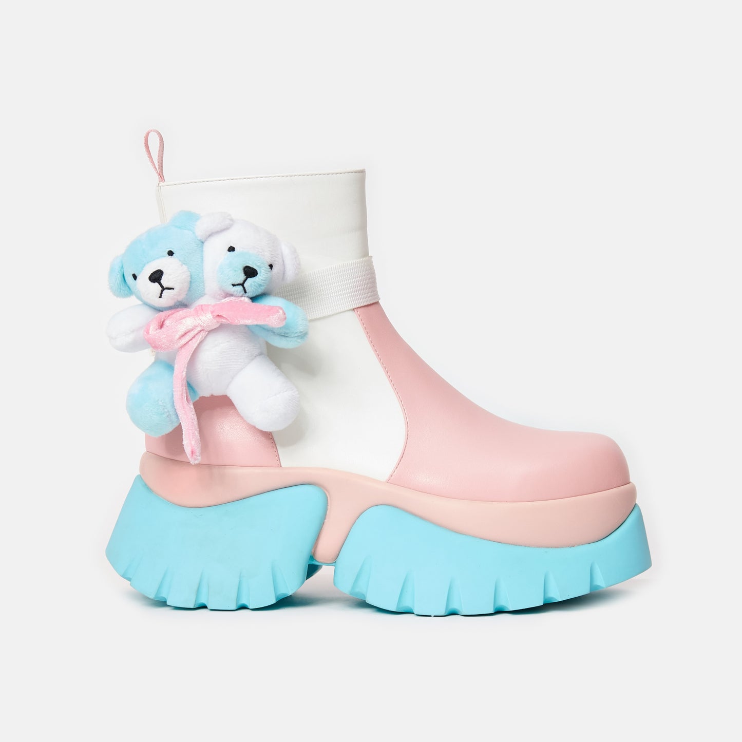 Teddy Bear Pastel Platform Boots - Ankle Boots - KOI Footwear - Multi - Side View