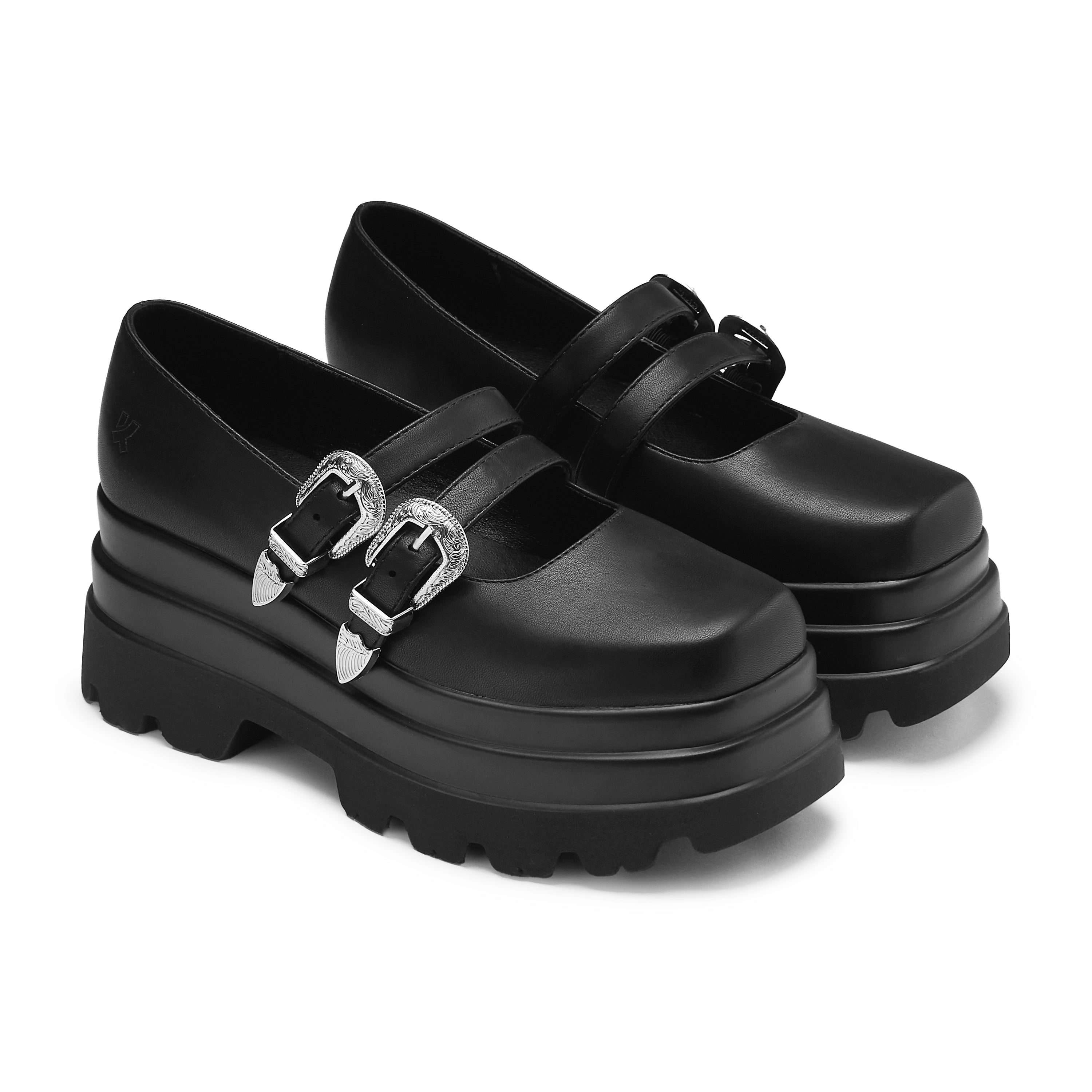 Damona Trident Ornate Buckle Mary Jane Shoes - Chunky Sole - top view