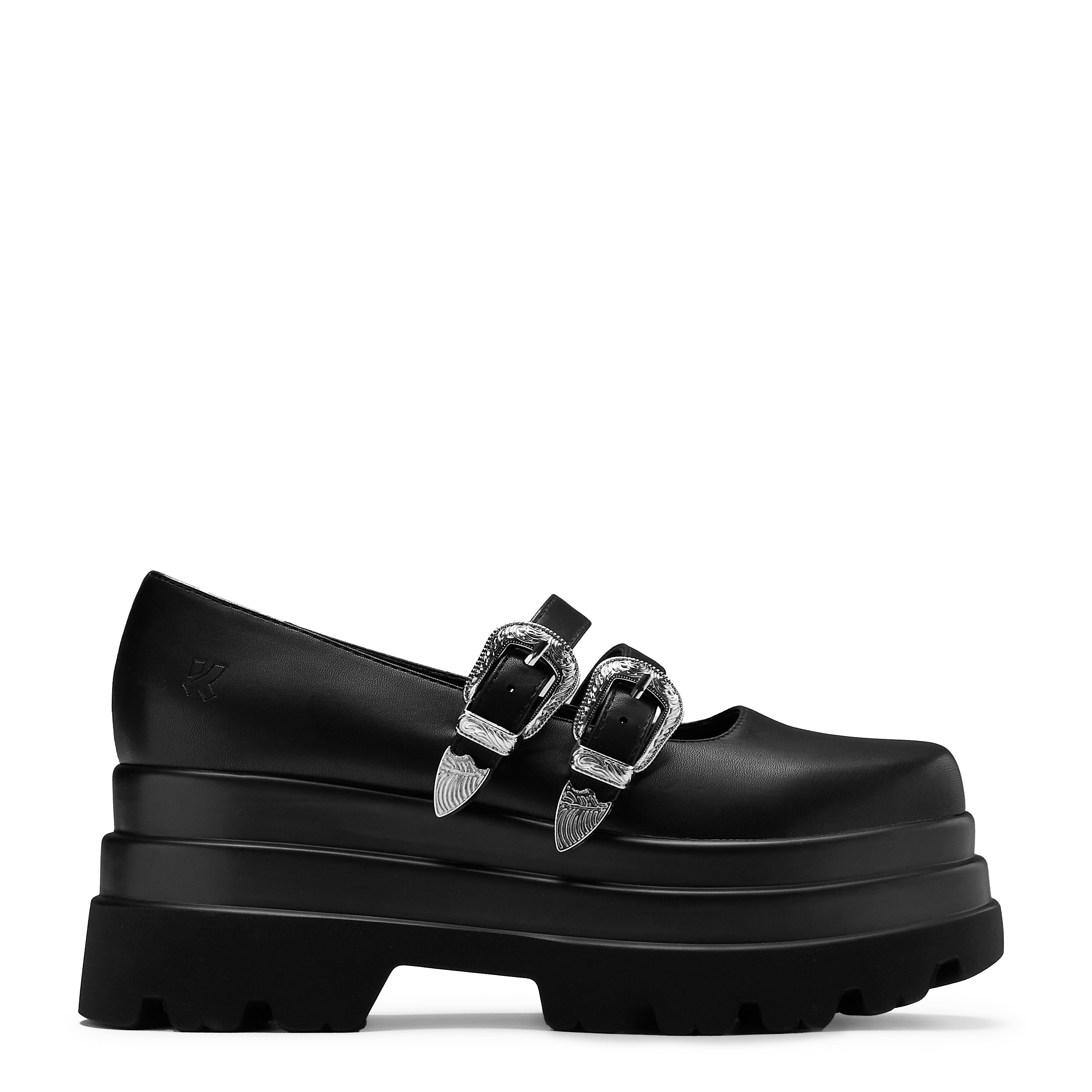 Damona Trident Ornate Buckle Mary Jane Shoes - Chunky Sole - side view
