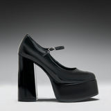 Darkbloom Black Patent Platform Heels