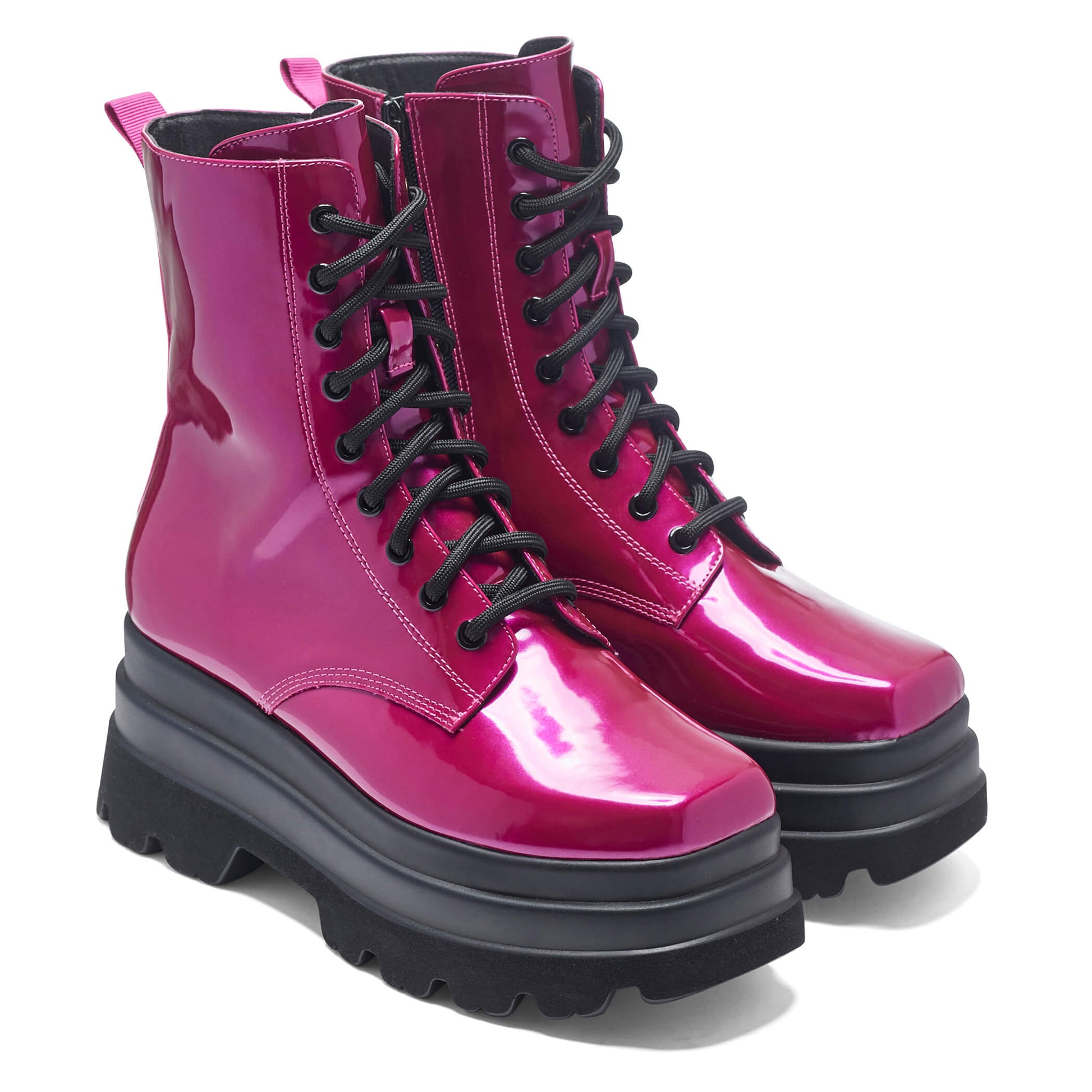 Deathwatch Trident Platform Boots - Candy Pink - KOI Footwear - Three-Quarters View