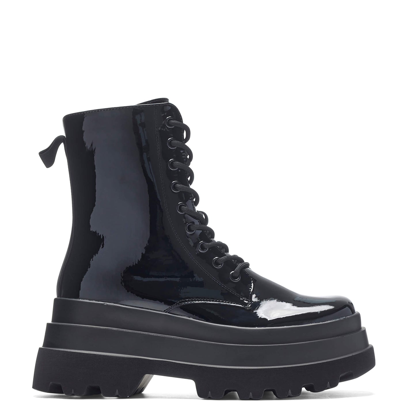Deathwatch Trident Patent Platform Boots - Ankle Boots - KOI Footwear - Black - Side View