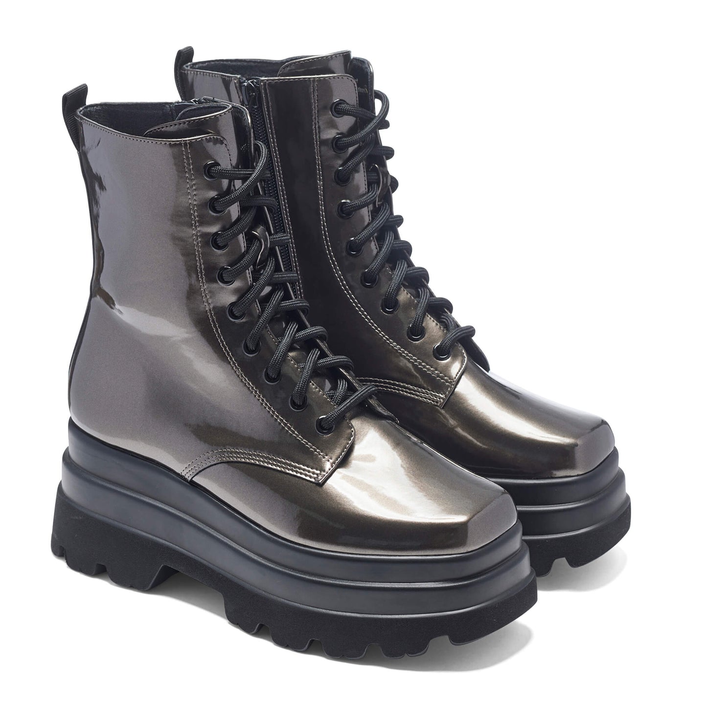 Deathwatch Trident Platform Boots - Static Grey - KOI Footwear - Three-Quarter View
