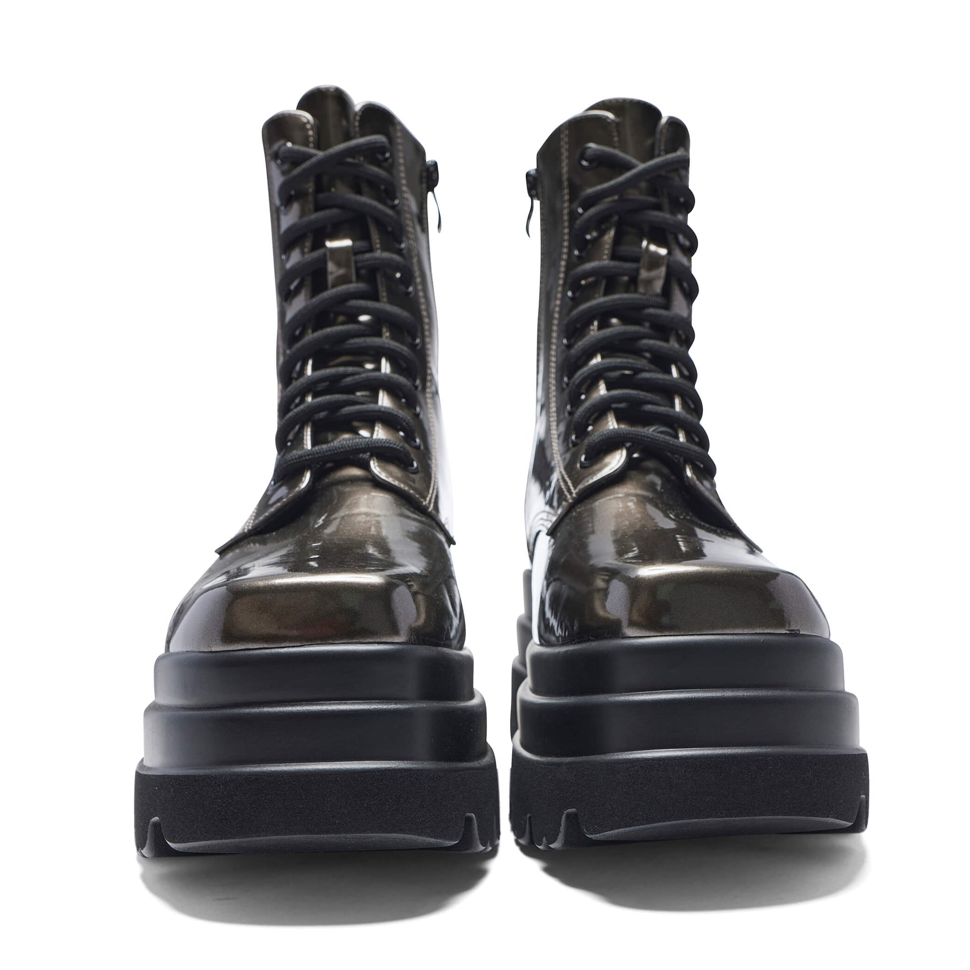 Deathwatch Trident Platform Boots - Static Grey - KOI Footwear - Front Detail View