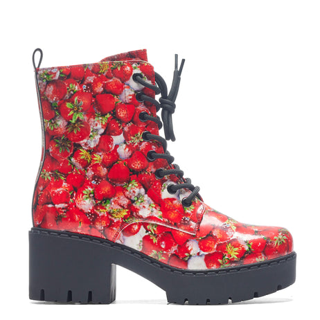 Frozen Strawberries Switch Boots - Ankle Boots - KOI Footwear - Red - Main View