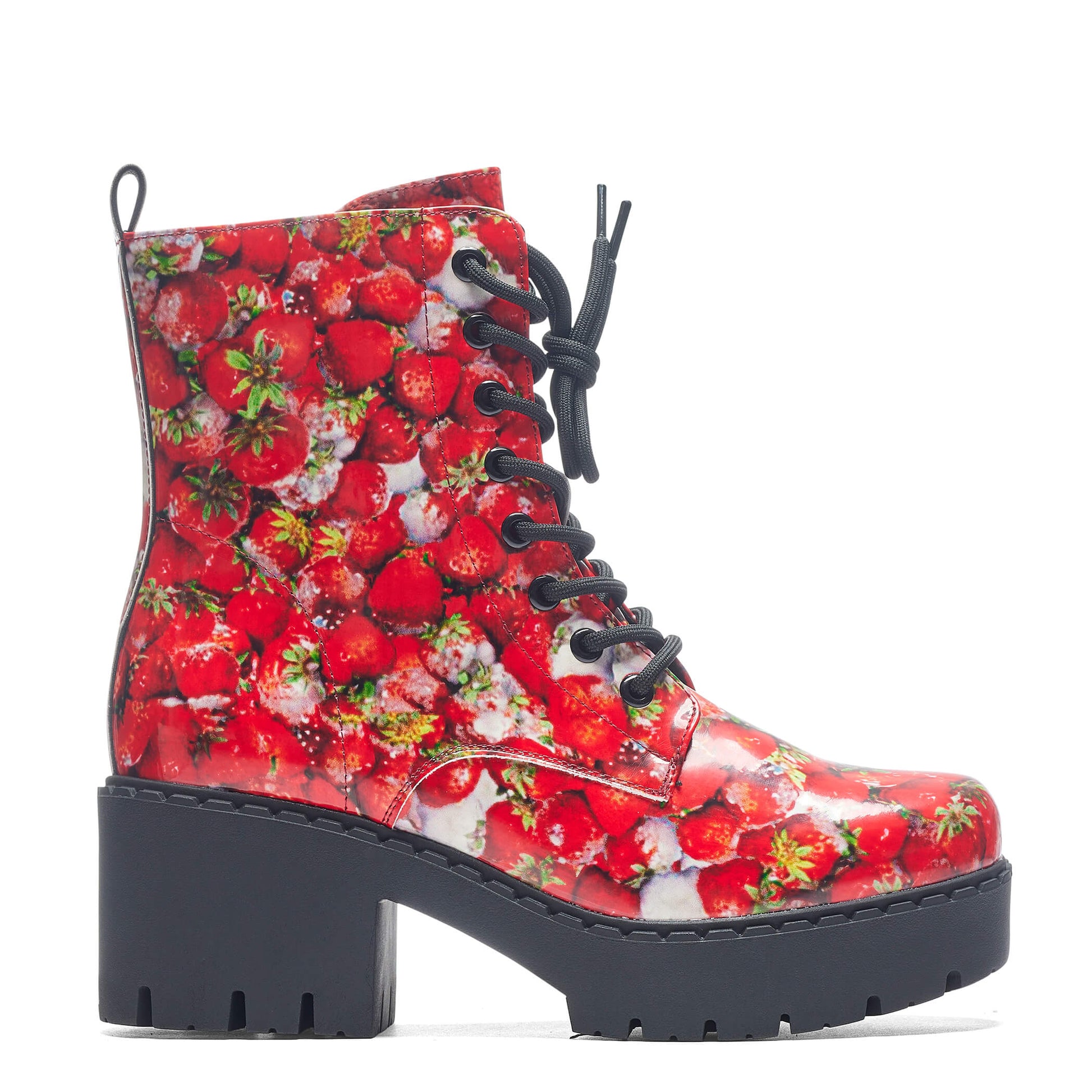 Frozen Strawberries Switch Boots - Ankle Boots - KOI Footwear - Red - Side View