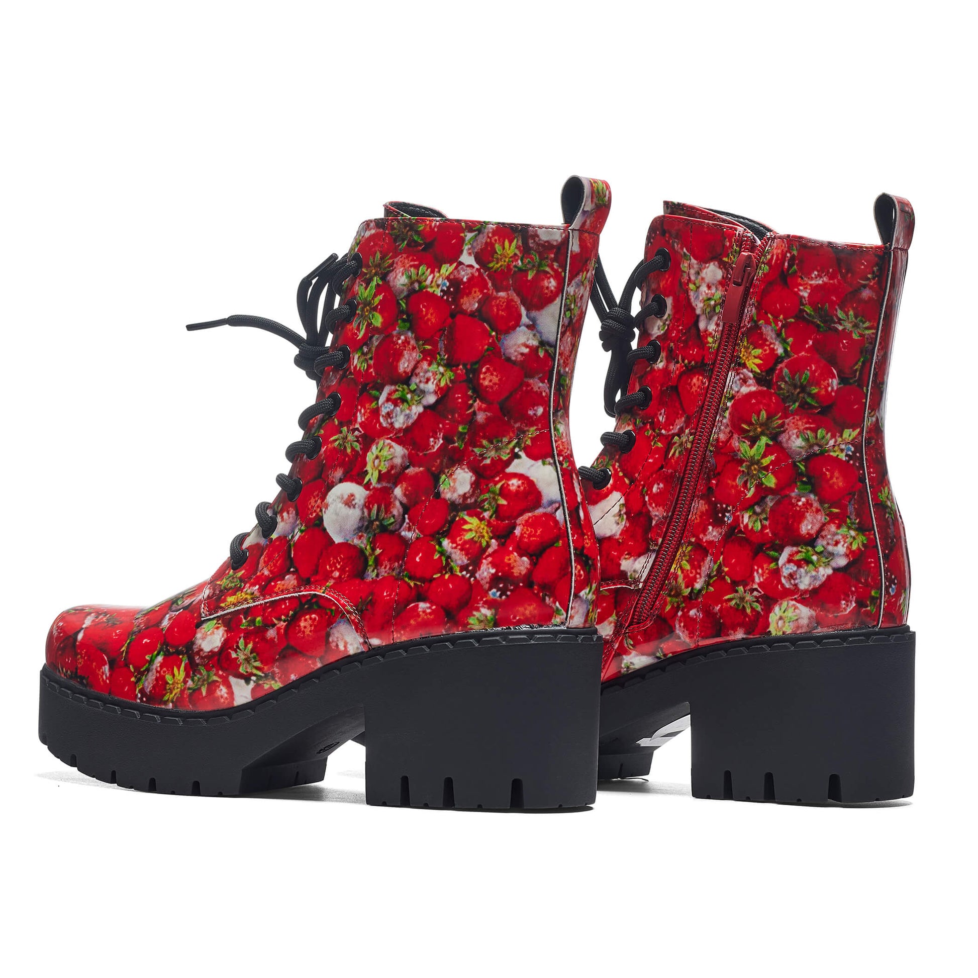 Frozen Strawberries Switch Boots - Ankle Boots - KOI Footwear - Red - Back View