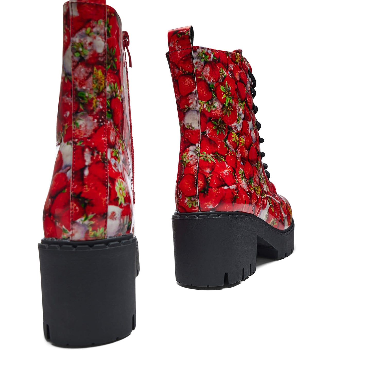 Frozen Strawberries Switch Boots - Ankle Boots - KOI Footwear - Red - Back Detail