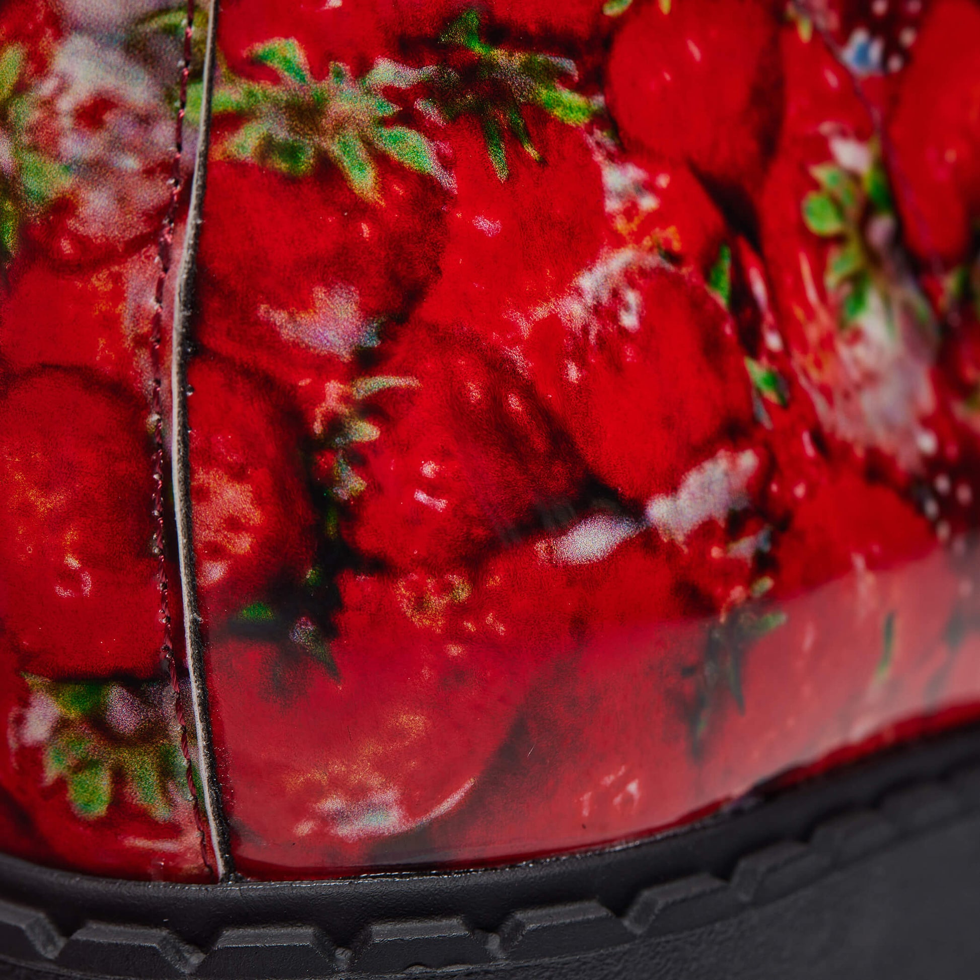 Frozen Strawberries Switch Boots - Ankle Boots - KOI Footwear - Red - Material Detail