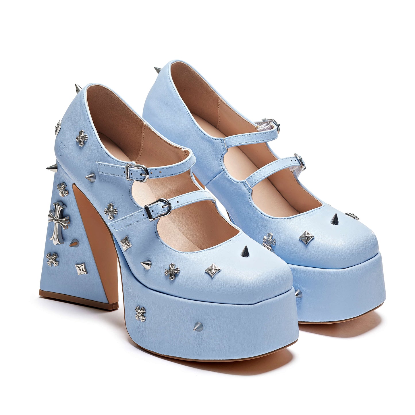 Devil Tears Blue Platform Heels - Shoes - KOI Footwear - Blue - Three-Quarter View