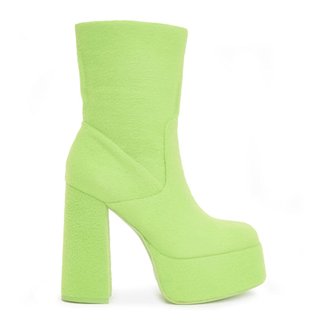 Dipsy Fluffy Platform Boots - Ankle Boots - KOI Footwear - Green - Main View