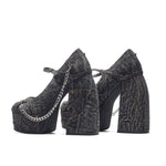 Faded Denim Platform Heels - Black - Koi Footwear - Back View