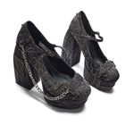 Faded Denim Platform Heels - Black - Koi Footwear - Top View
