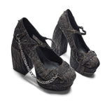 Faded Denim Platform Heels - Black - Koi Footwear - Top View