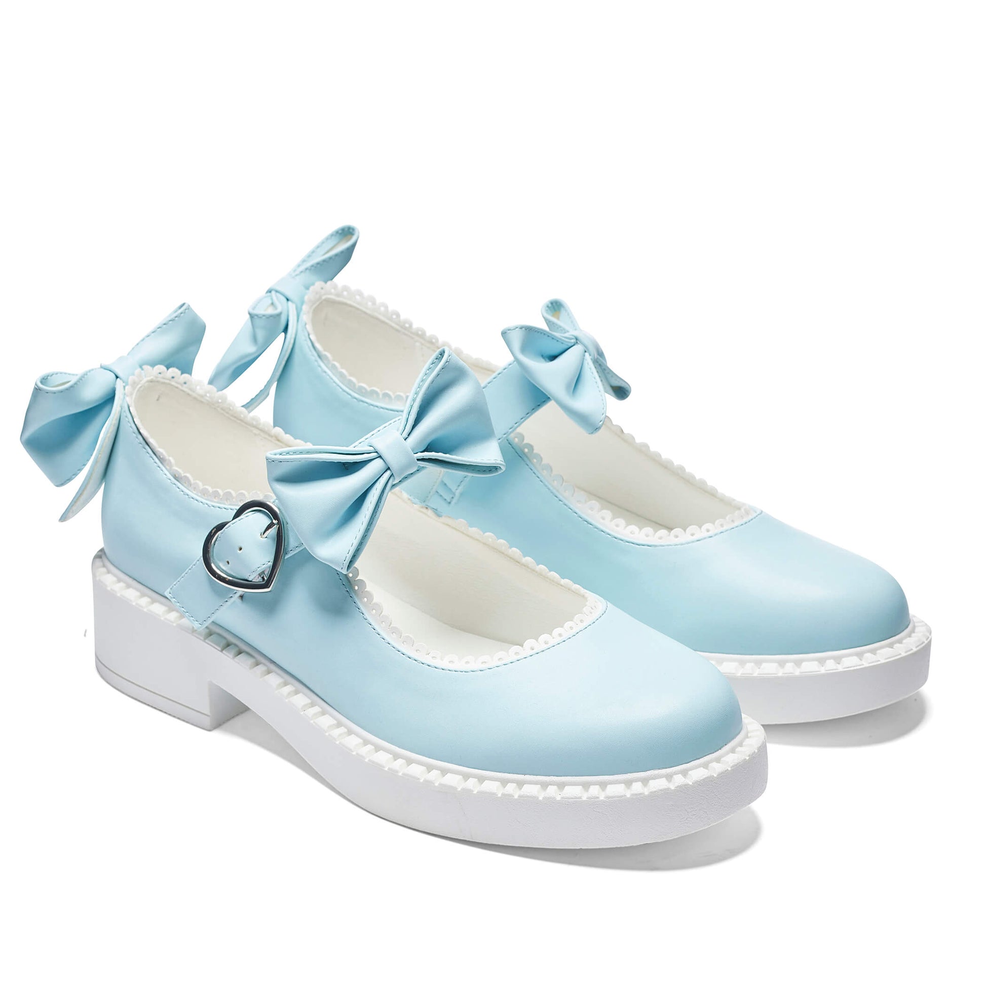 Fairy Lace Doily Mary Janes - Baby Blue - Mary Janes - KOI Footwear - Blue - Three-Quarter View