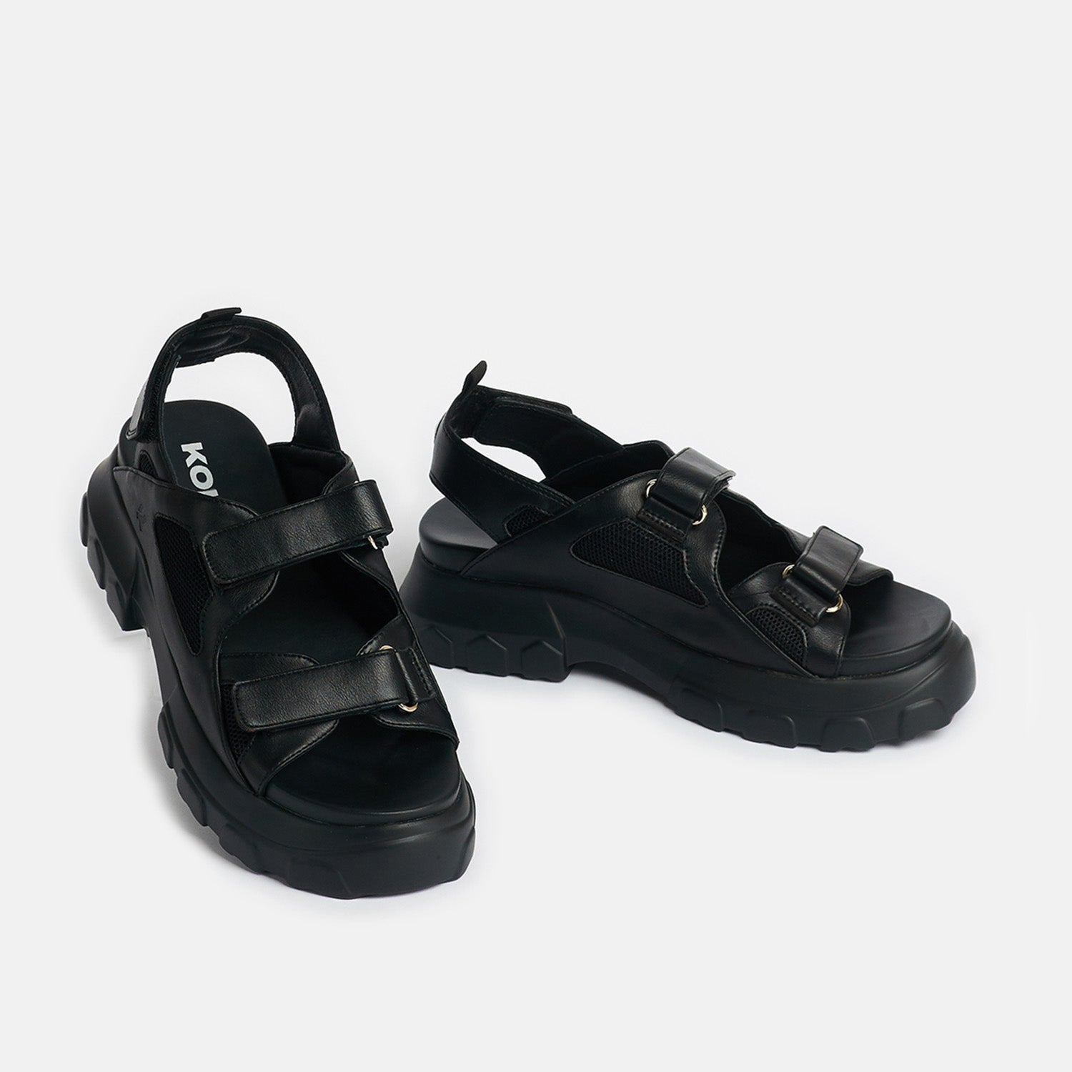 Fated Love Black Chunky Sandals - Sandals - KOI Footwear - Black - Three-Quarter View