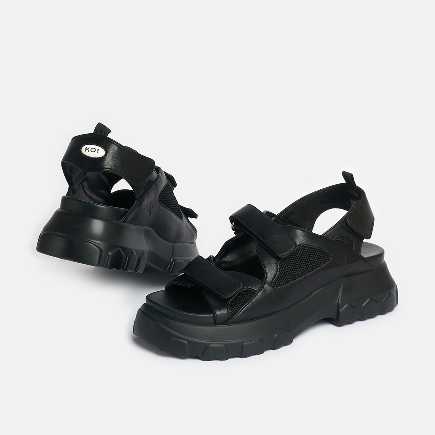 Fated Love Black Chunky Sandals - Sandals - KOI Footwear - Black - Side and Back View