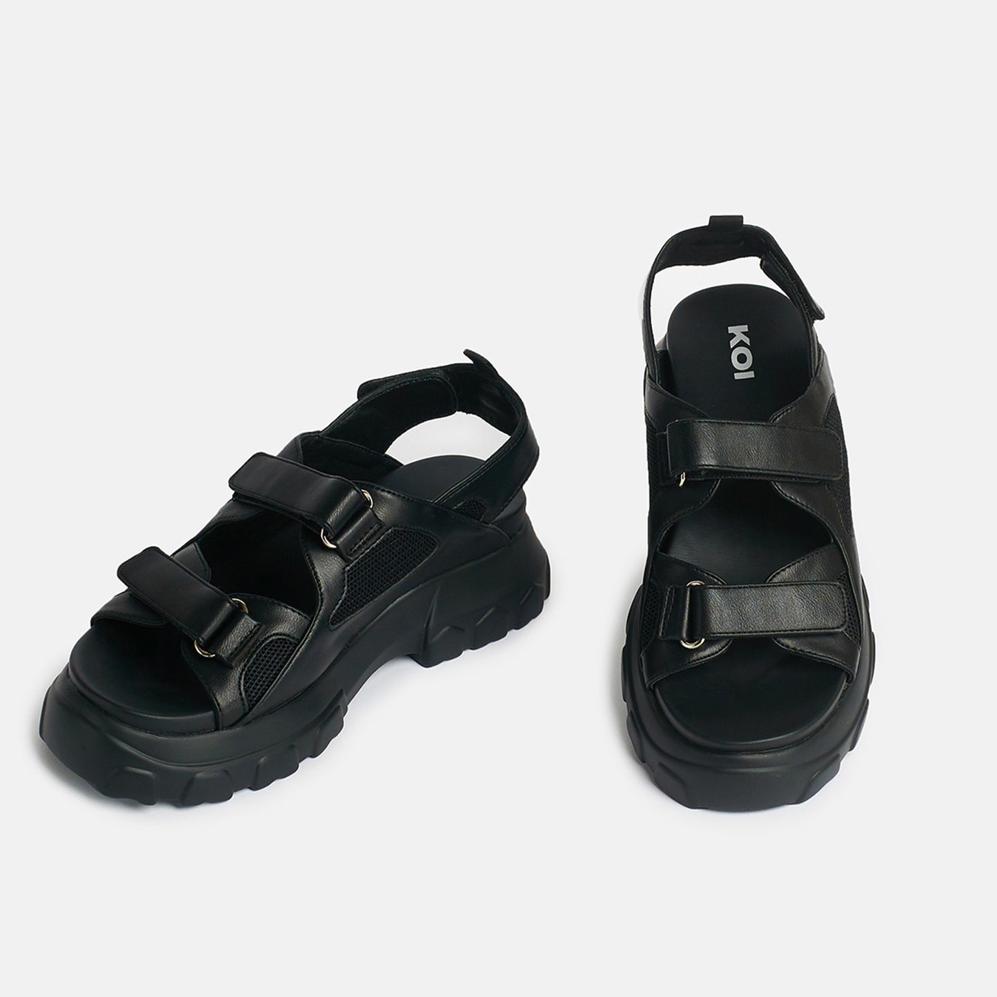 Fated Love Black Chunky Sandals - Sandals - KOI Footwear - Black - Top View