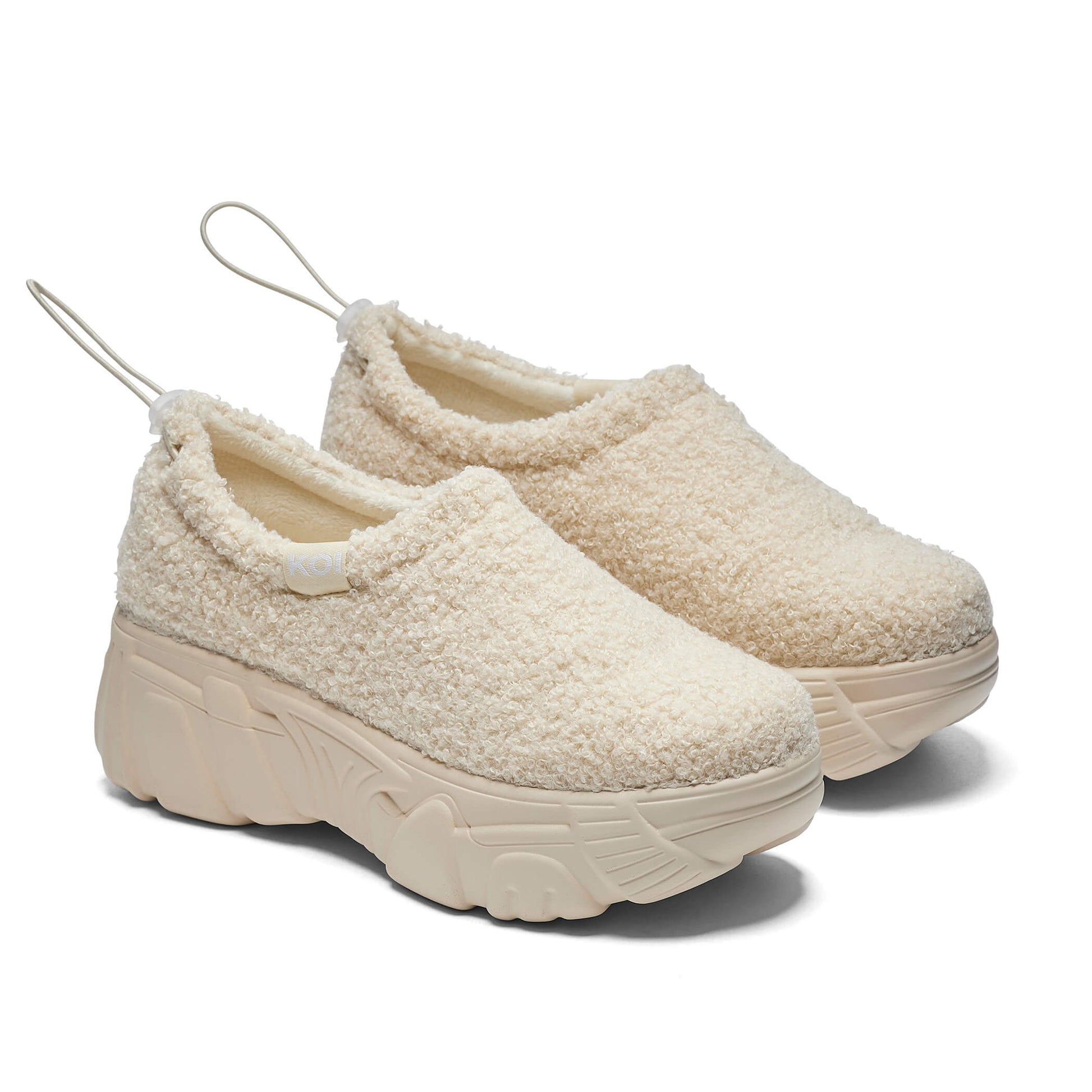 Flamma Microfibre Chunky Shoes - Cream - Shoes - KOI Footwear - Cream - Three-Quarter View