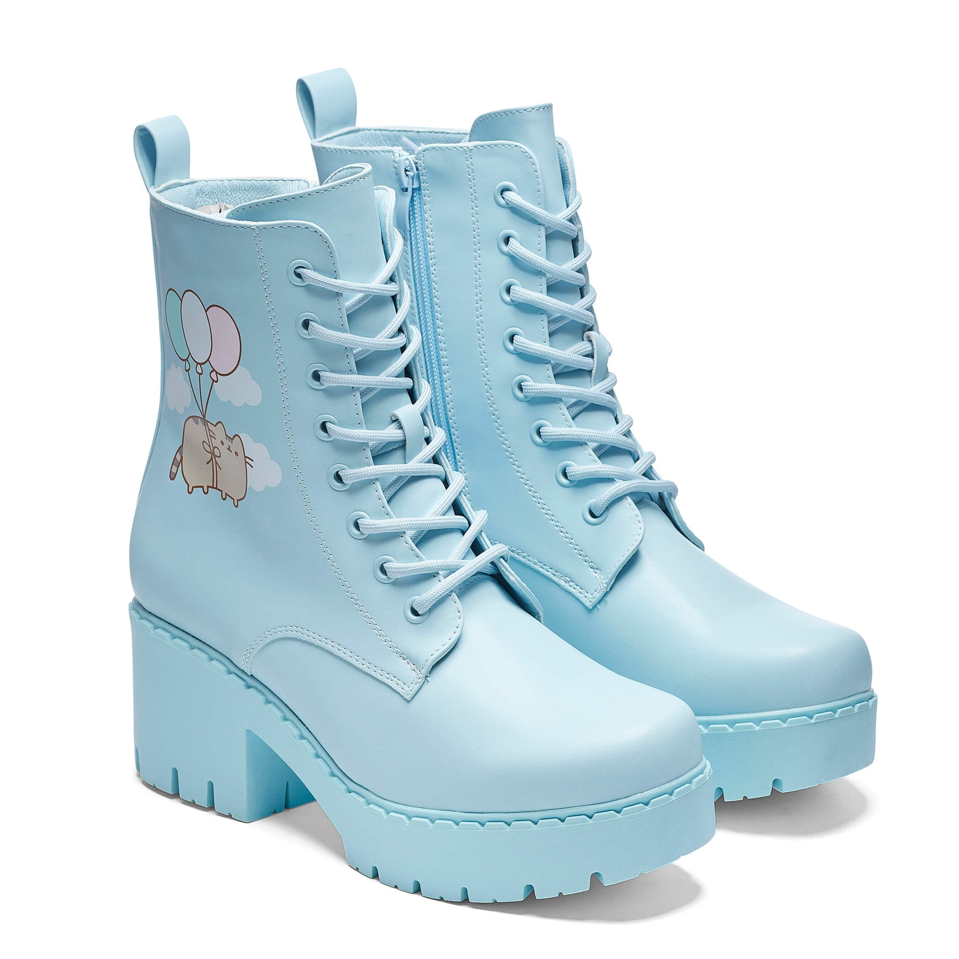 Flying Pusheen Sky Boots - Ankle Boots - KOI Footwear - Blue - Three-Quarter View