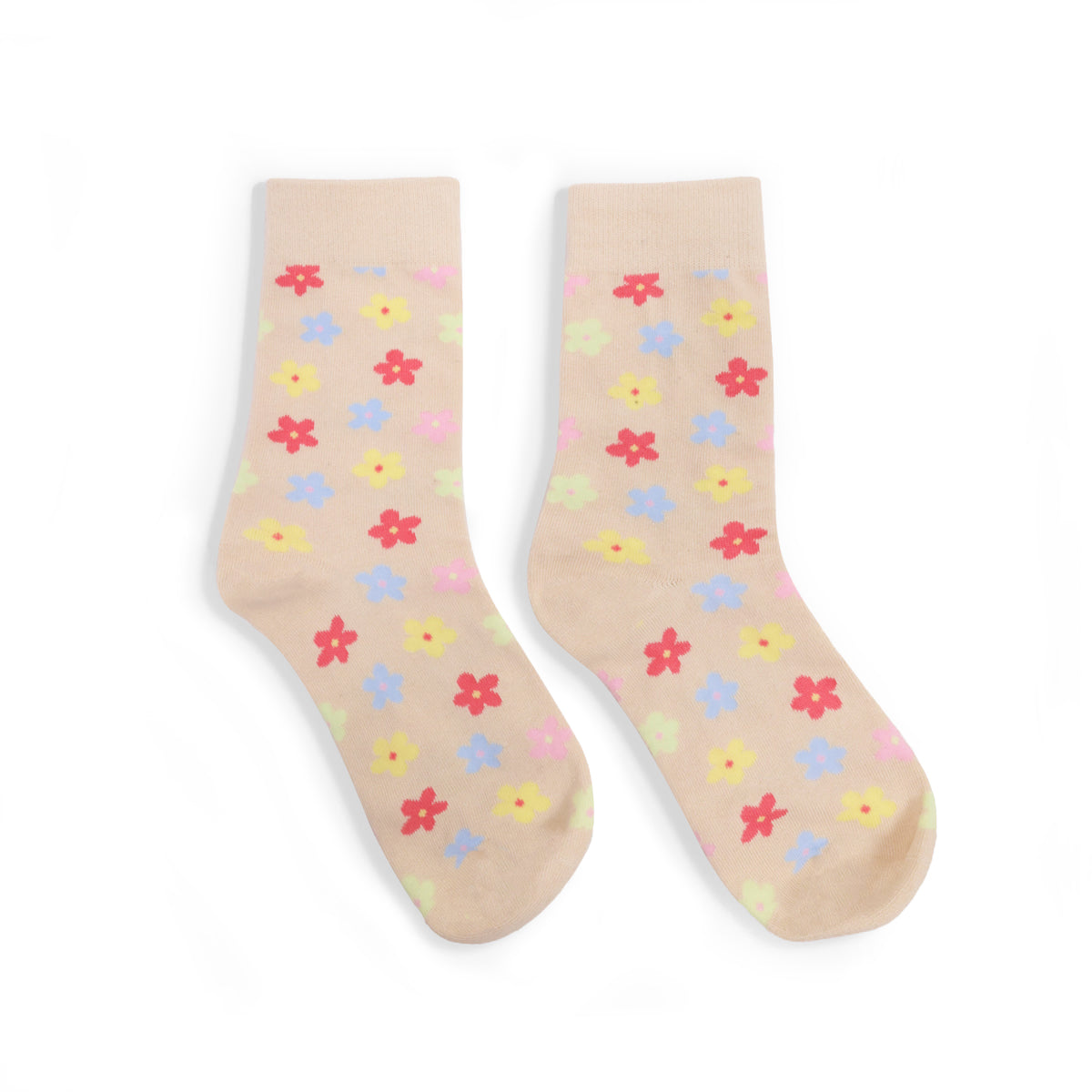 Free Spirit Flower Socks - Accessories - KOI Footwear - Beige - Front View