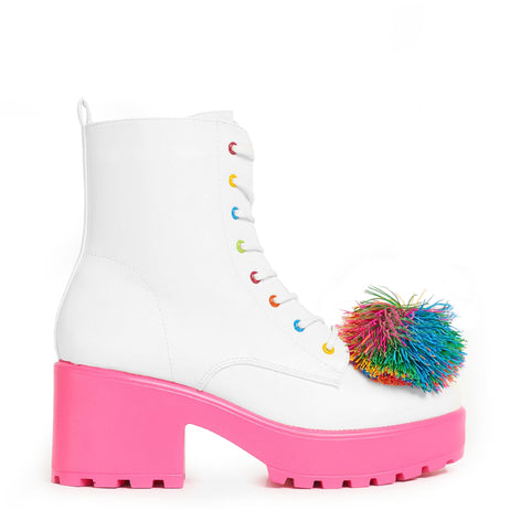 Ghost Pepper Party Multi Fun Ball Boots - Ankle Boots - KOI Footwear - White - Main View