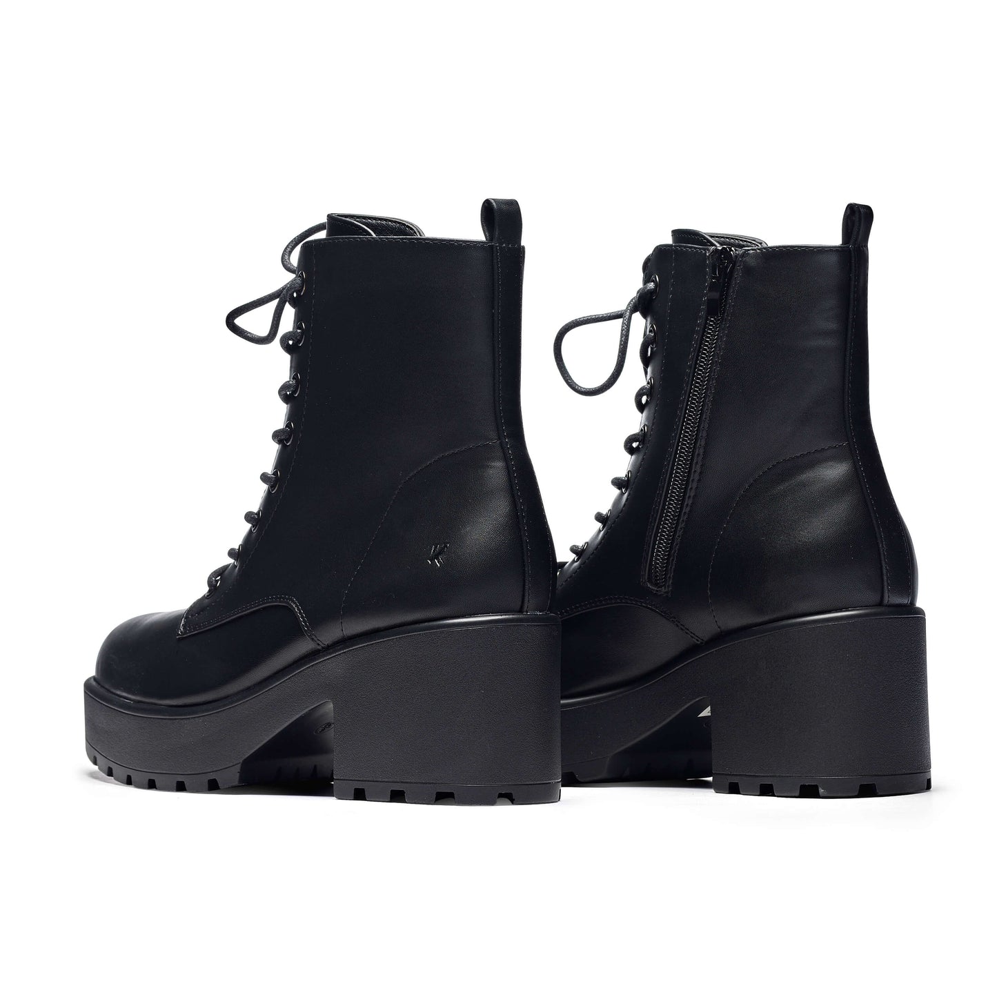GIN Platform Military Boots - Ankle Boots - KOI Footwear - Black - Back View