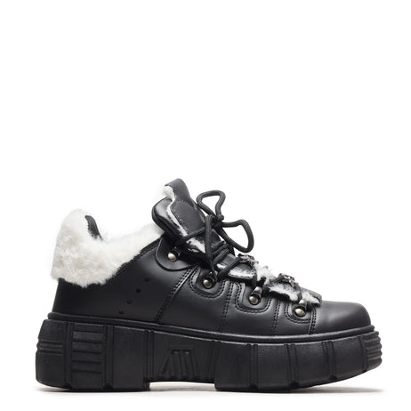 Glacial Bites Fluffy Black Trainers - Trainers - KOI Footwear - Black - Main View