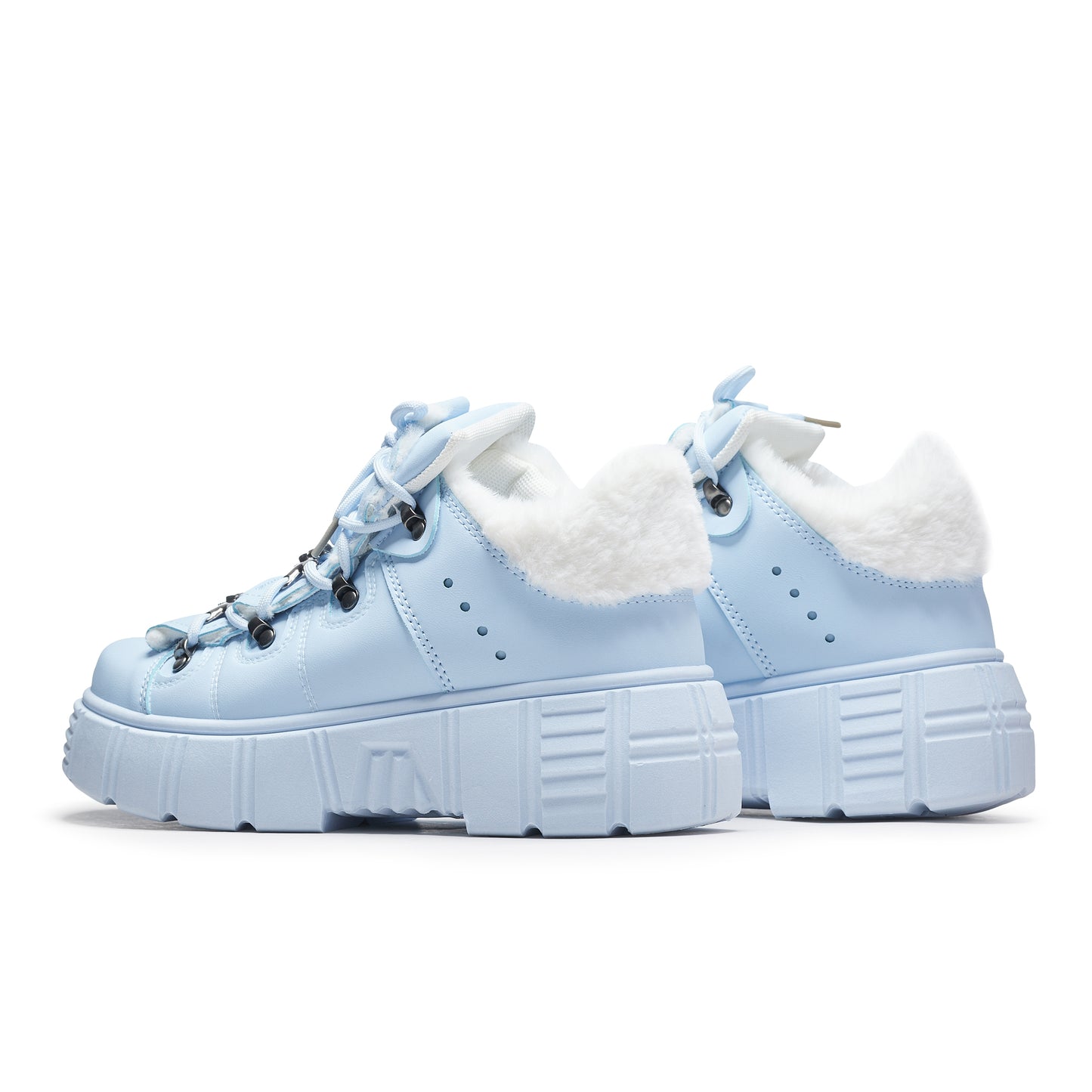 Glacial Bites Fluffy Baby Blue Trainers - Trainers - KOI Footwear - Blue - Back View