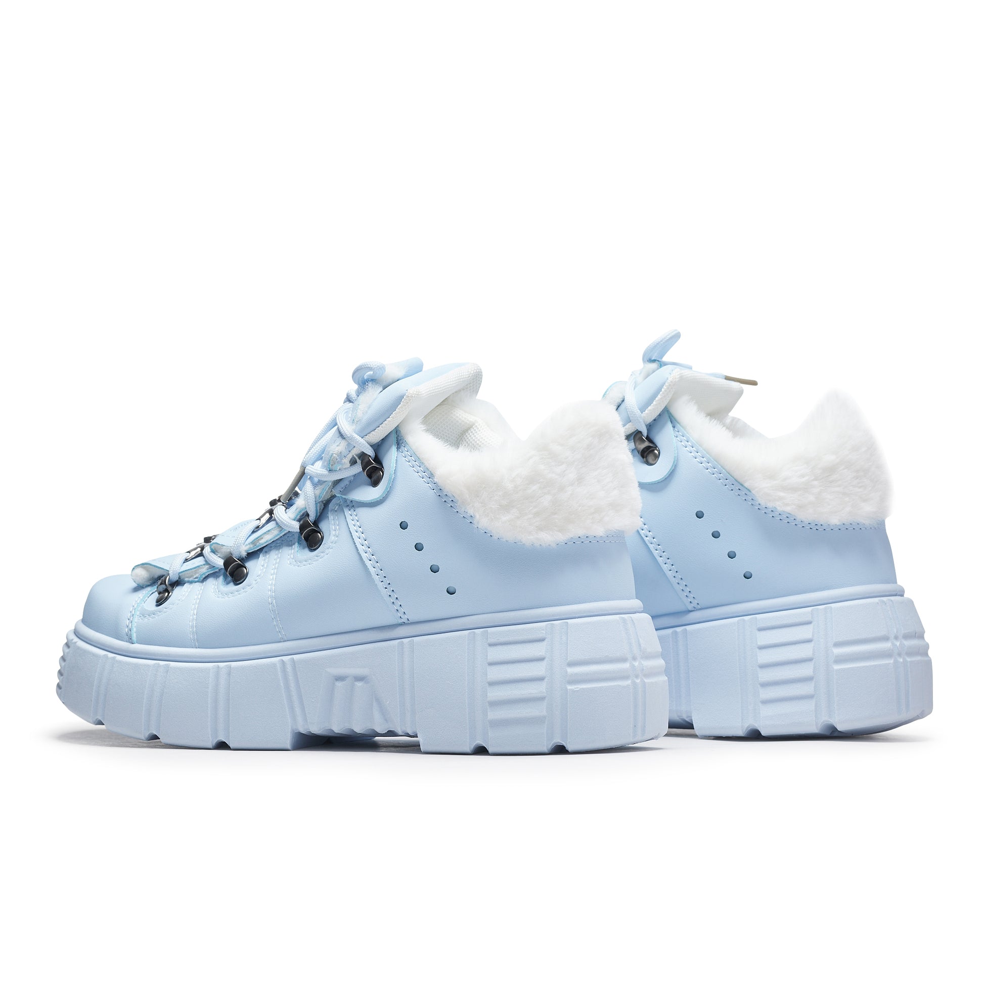 Glacial Bites Fluffy Baby Blue Trainers - Trainers - KOI Footwear - Blue - Back View