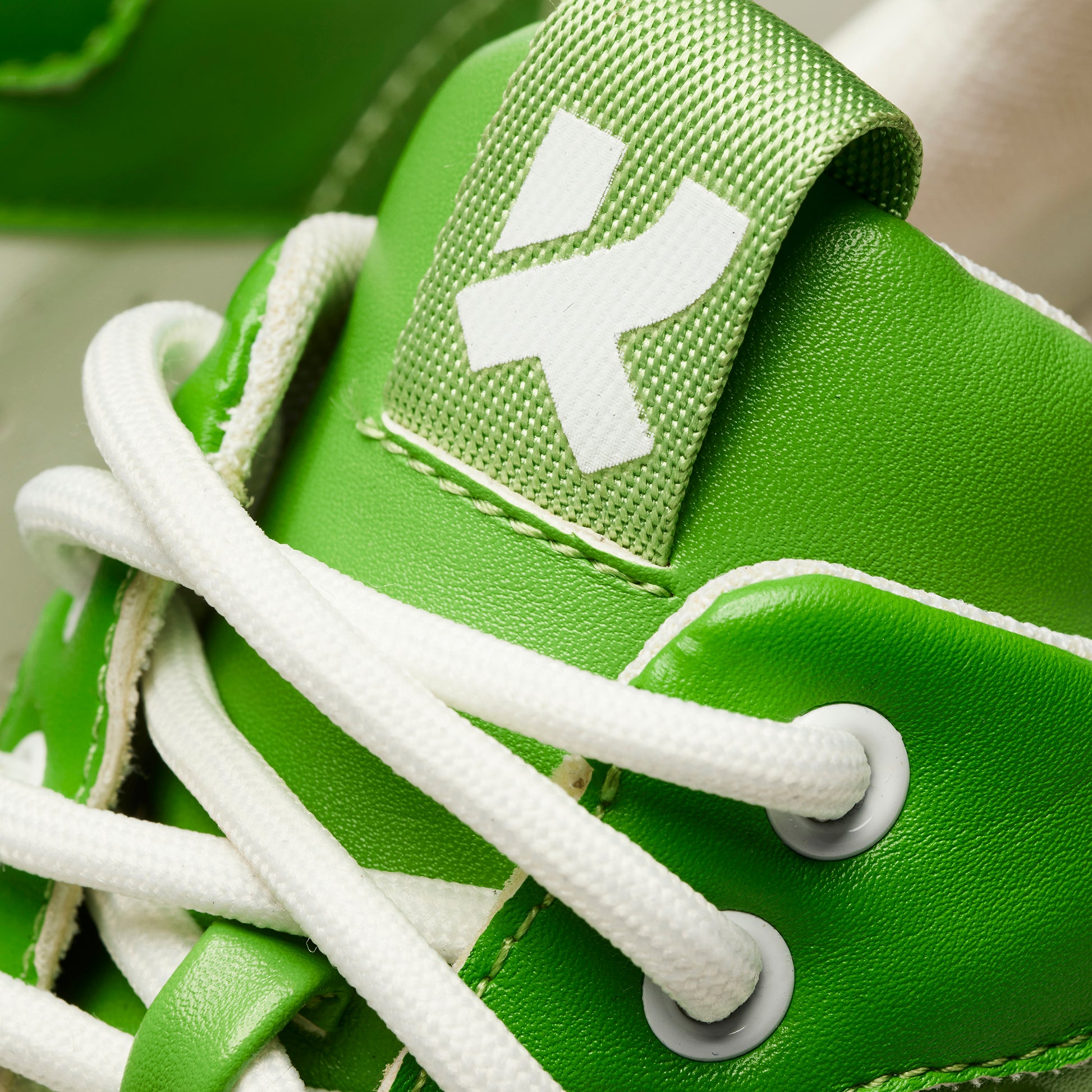 Fwoggy Woggy Says Hi Chunky Trainers - Green - Koi Footwear - Tongue Detail